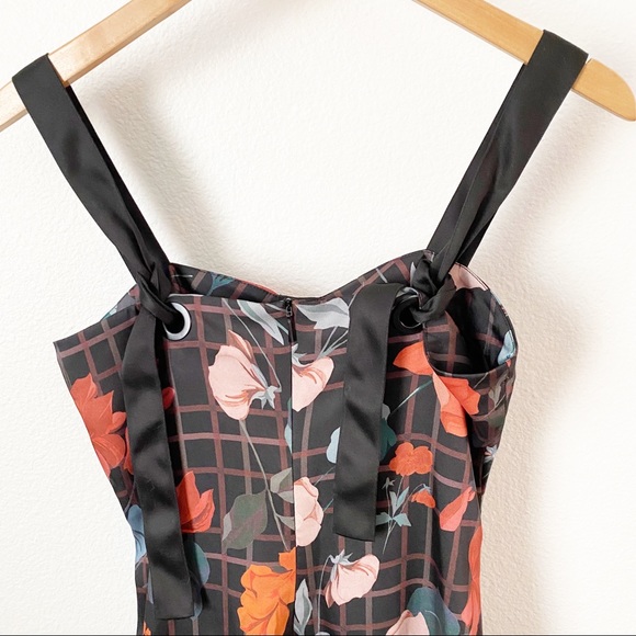 MANGO Suit Floral + Plaid Midi Dress - Size 4 - Picture 12 of 14